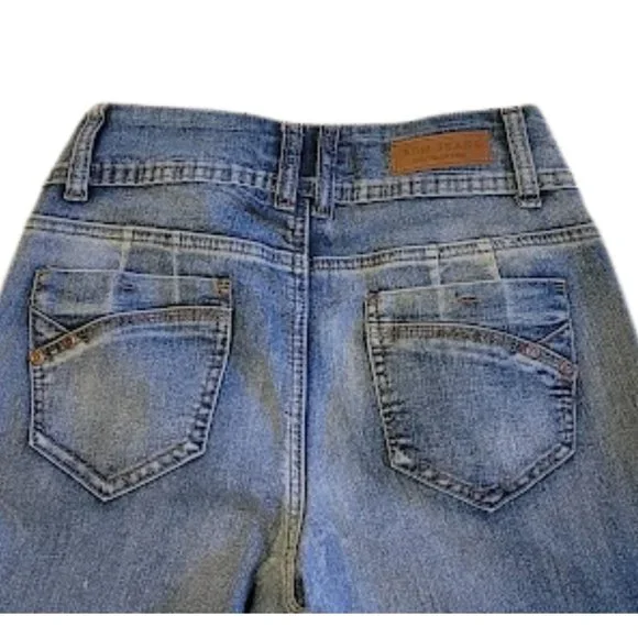 ABM Jeans -Low Rise Skinny Double Button Fly Slightly Distressed Jeans - SZ 7 - Picture 7 of 14